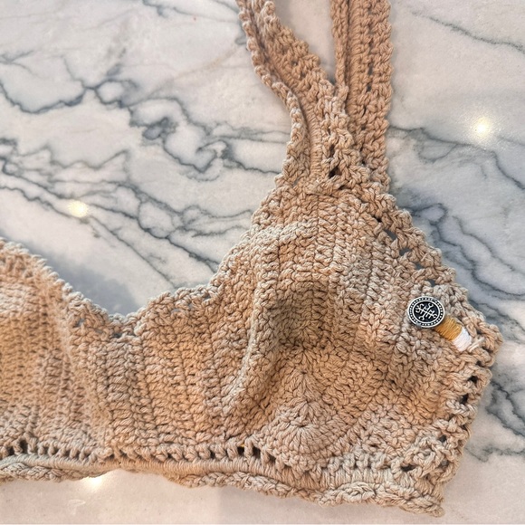Free People X She Made Me Essential Crochet Crop Bikini Top Medium - Picture 3 of 6